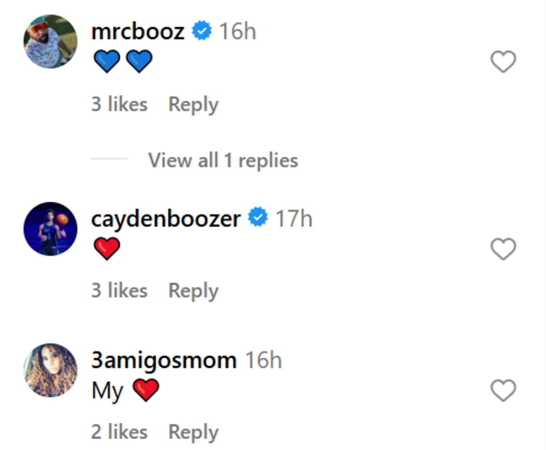 CeCe and Carlos Boozer react to PDT Media's post regarding son Cayden Boozer (source: IG/ pdtmedia_)
